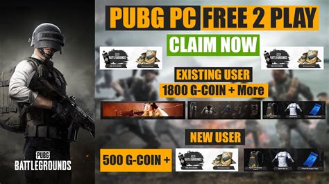 Pubg Pc Free To Play Live Claim Now 1800 G Coin More Skins Youtube