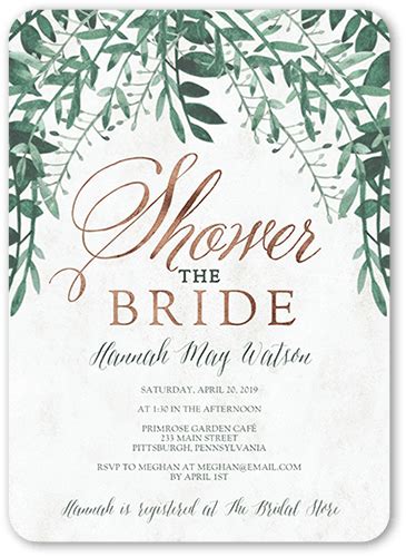 Organic Greenery 5x7 Bridal Shower Invitations Shutterfly