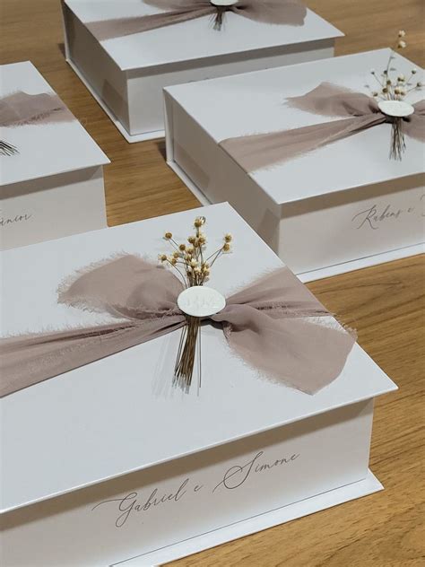 Caixa Convite Casamento Padrinhos Cinza E Nude Elo