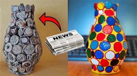 How To Make Flower Vase At Home Using Newspaperdiy Flower Vase Youtube