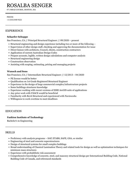 Structural Engineer Resume Samples Velvet Jobs