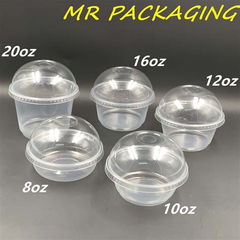 8 10 12 16 20 Oz Round Disposable Plastic Food Container With Dome Lid