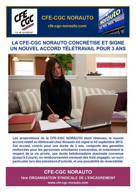 La CFE CGC NORAUTO concrétise et signe un nouvel accord Télétravail