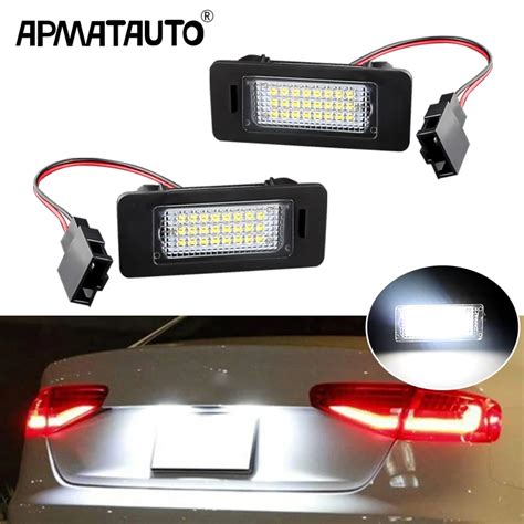 2PCS Car No Error Canbus Led License Number Plate Lights Bulb For Audi