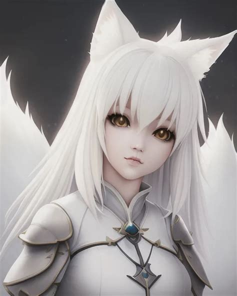 White Fox Female Cute Anime Style 5 Ai Photo Generator Starryai