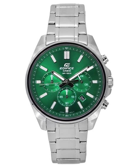 Casio Edifice Standard Analog Chronograph Stainless Steel Green Dial