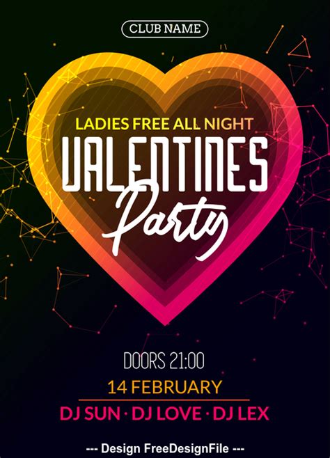 Valentines Heart Shaped Flyer Vector Free Download