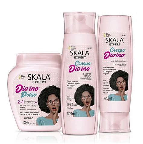 Skala Crespo Divino Kit Shampoo Condicionador E M Scara Em Compre