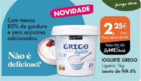 Promo O Iogurte Grego Ligeiro Kg Em Pingo Doce