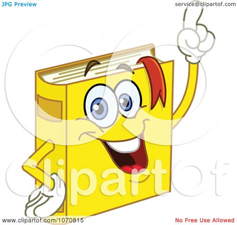 Clipart Yellow Book Character With An Idea - Royalty Free Vector ...