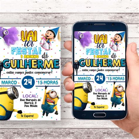 Convite Virtual Minions 05 Elo7 Produtos Especiais