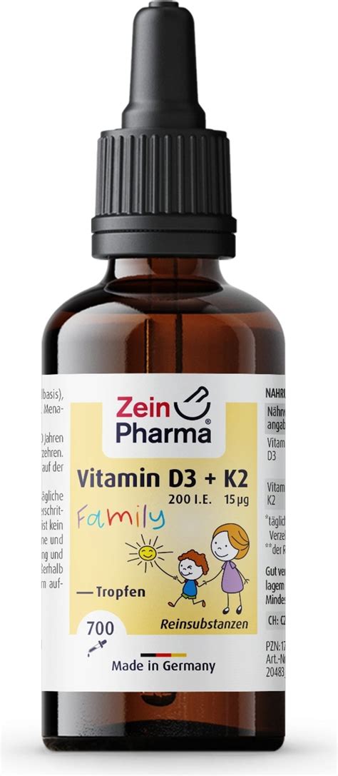 Vitamin D3 200 I U K2 15 µg Family Drops 20 ml ZeinPharma