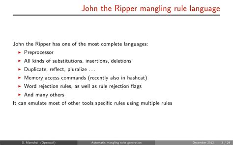 Automatic Mangling Rules Generation Slide 3 Passwords12