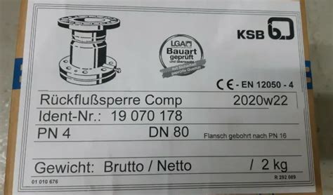 KSB MINI COMPACTA Rückschlagklappe DN 80 Rückflußsperre U7 Nr 19070178