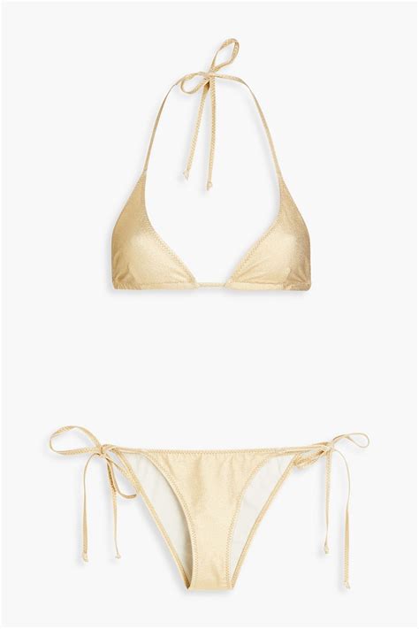 LISA MARIE FERNANDEZ Pamela Metallic Triangle Bikini THE OUTNET