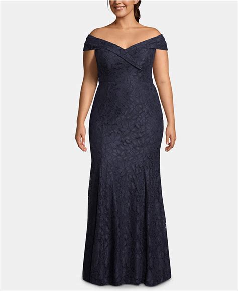 Xscape Plus Size Off The Shoulder Lace Gown Macys Dresses With