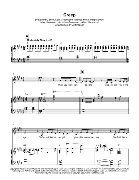 Creep Arr Jeff Pepper By Radiohead Sheet Music For Piano Vocal At