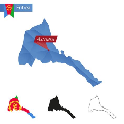 Eritrea blue Low Poly map with capital Asmara. 18818227 Vector Art at ...