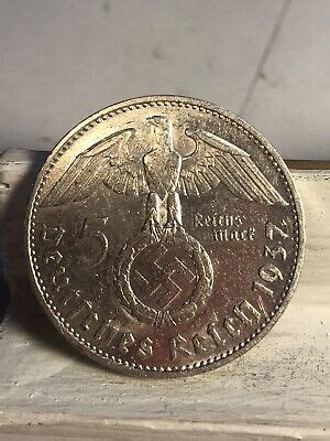 1937 G 5 Mark German WW2 Silver Coin Third Reich High Grade W Luster