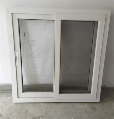 Two Track White UPVC Sliding Window At 650 Sq Ft UPVC Window In