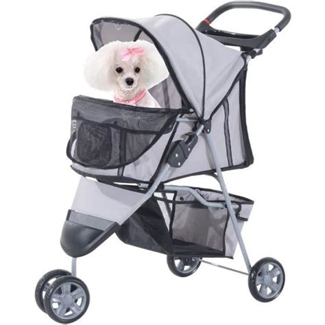 Pawhut Poussette Buggy Pliable Animaux Chariot Pliant Chien Chat Porte