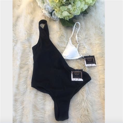 Beverly Hills Boutique Swim New Ribbed Pc Set Bikini Black White Swimsuit Poshmark