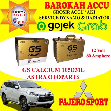 Jual AKI GS ASTRA MOBIL MITSUBISHI PAJERO SPORT GS CALCIUM 105D31L 80