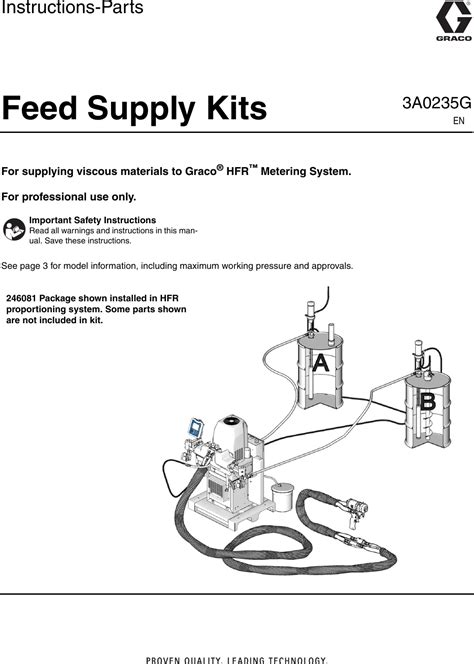 Graco A G Feed Supply Pump Kits Users Manual Kits Instructions