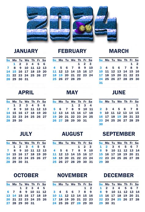 Calendar 2024, Dates, Schedule, Yearly, Events PNG