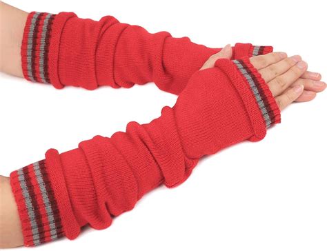 Flammi Women S Knit Arm Warmers With Thumb Hole Long Fingerless Gloves