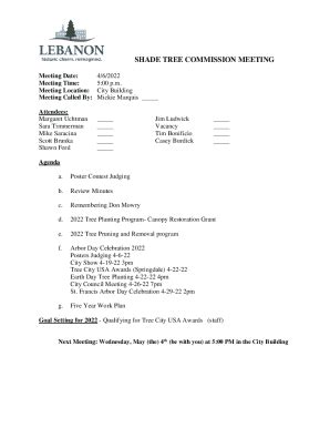 Fillable Online City Of Lebanon Shade Tree Commission Fax Email Print