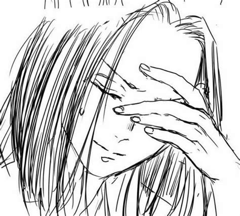 A Drawing Of A Woman Covering Her Face