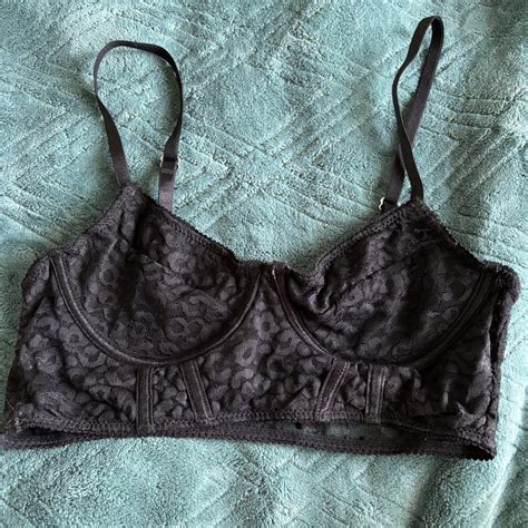 Small Black Cheetah Print Lace Lingerie Bra Depop