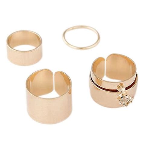 X Dam Punk Stack Plain Above Knuckle Ring Midi Finger Band Rings Set