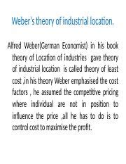 Webers Theory Of Industrial Location Pptx Weber S Theory Of