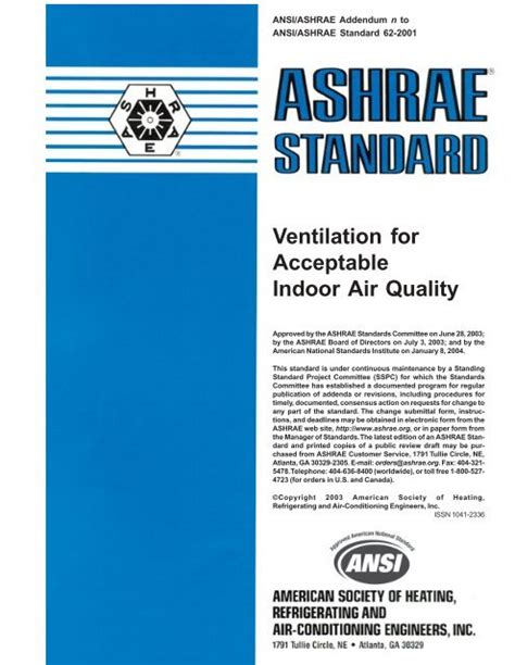 Ventilation for Acceptable Indoor Air Quality - ashrae