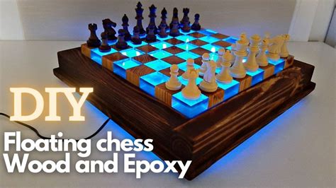 Floating Chess From Wood And Epoxy Resin With Led Youtube