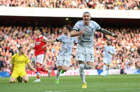 Darwin Nunez taunts Arsenal fans with crying celebration as he scores first Liverpool goal in ...