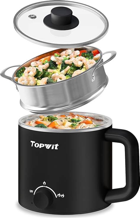 Amazon Topwit Hot Pot Electric With Steamer 1 6L Ramen Cooker Electric Pot For Pasta