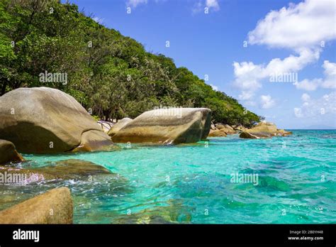 Nudey Beach Fitzroy Island Rocks Break Through The Crystal Clear