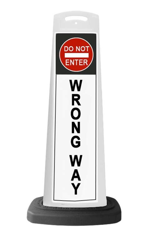 Valet White Vertical Panel Do Not Enter Wrong Way With Reflective Sign P