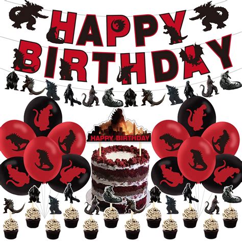 Buy Godzilla Birthday Party Supplies Godzilla Vs Kong Decorations Included Happy Birthday