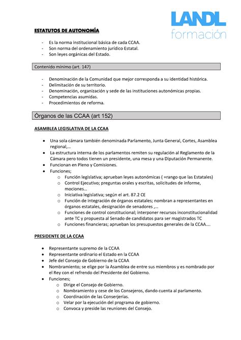 Esquema Estatuto Autonomia Estatutos De Autonom A Es La Norma