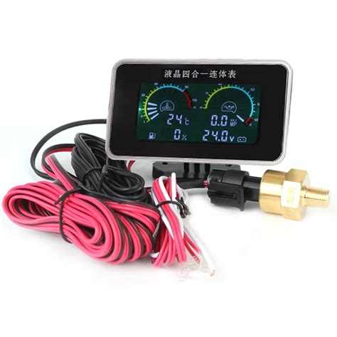 4 In 1 LCD Car Digital Oil Pressure Gauge Instrument Panel Digital