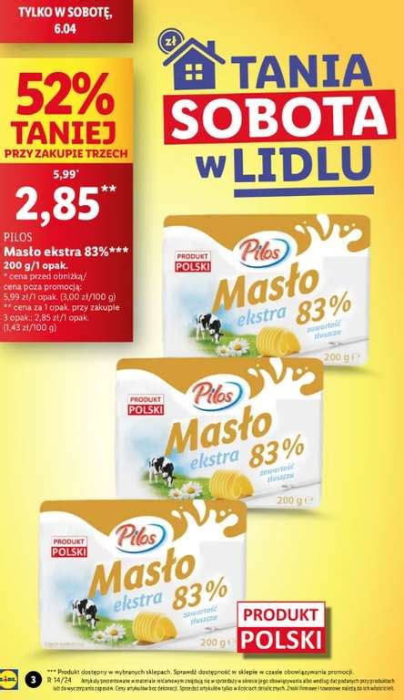 Masło ekstra Pilos 83 200g cena przy zakupie 3 sztuk Lidl Pepper pl