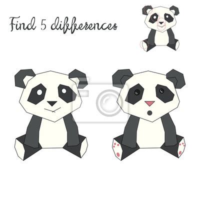 Encontre as diferenças de layout para crianças para o panda do pinturas