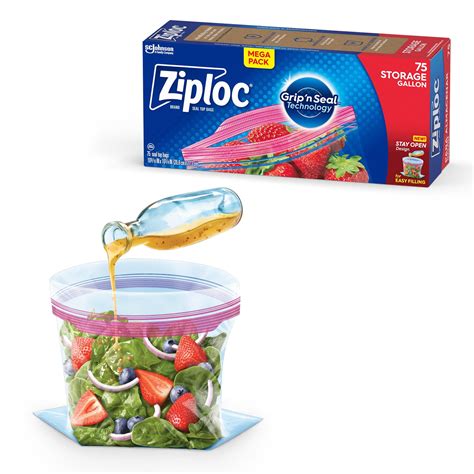 Ziploc Gallon Food Storage Bags Stay Open Design With Stand Up Bottom