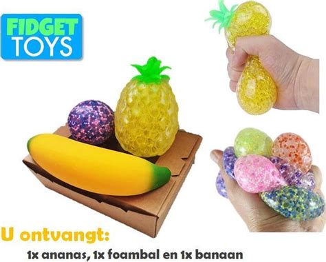 Stressbal Pakket Banaan Ananas Foambal Fidget Toys Pakket Onder De