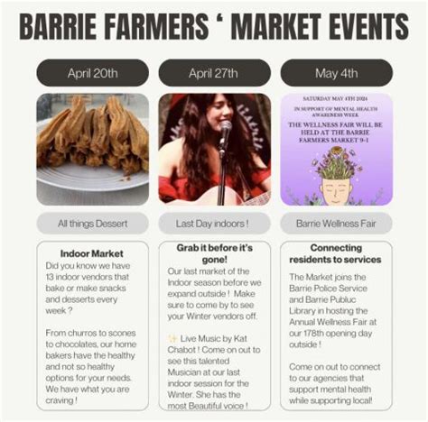 Calendar of Events | Barrie Farmers' Market