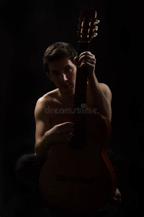 Naked Musician Woman With Acustic Guitar Stock Photo Image Of